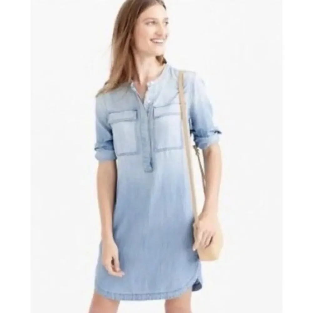J. Crew Drapey Chambray Shirtdress Blue Size XS